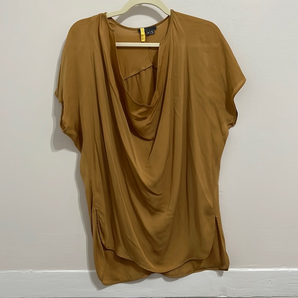 VINCE COWL NECK 100% SILK CAP SLEEVE BLOUSE